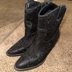 sparkle black cowboy boots